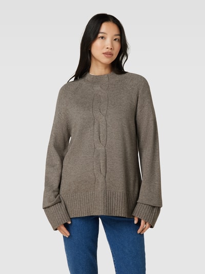 Betty Barclay Gebreide pullover met kabelpatroon van viscosemix Taupe - 4