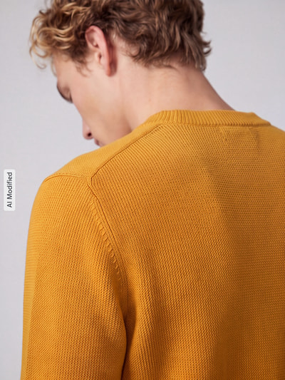 Selected Regular Fit Pullover aus reiner Baumwolle Modell 'DANE' DUNKEL GELB 3
