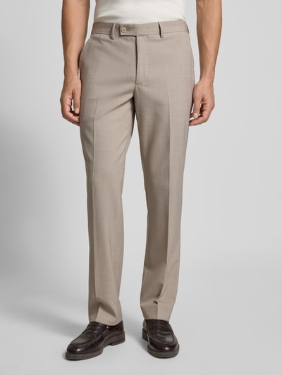 Christian Berg Men Anzughose aus Woll-Mix mit Bügelfalten und Gesäßtaschen Beige 4