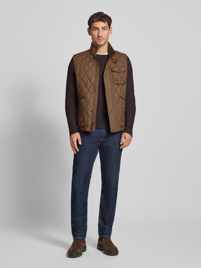 MCNEAL Shirt met lange mouwen, structuurmotief en ronde hals Chocoladebruin gemêleerd - 1