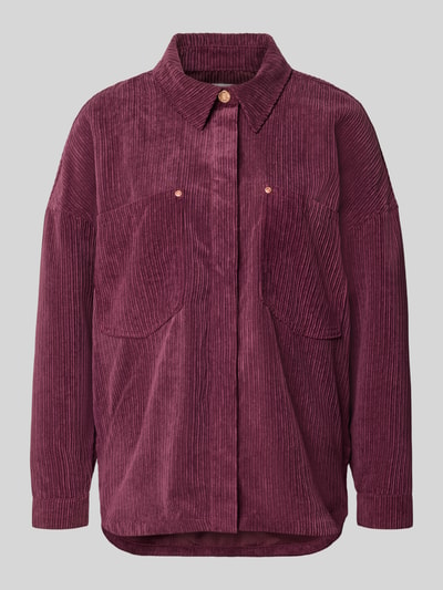 ONLY Oversized Hemdjacke mit verdecktem Druckknopfverschluss Modell 'JANINE-RAI' Bordeaux 1