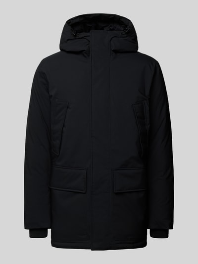 Produktfoto, Parka met capuchon en klepzakken van PEAK PERFORMANCE in zwart met ritssluiting, regular fit, maat M specificaties zichtbaar