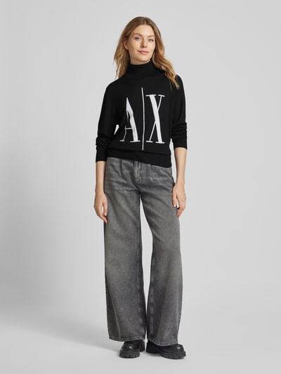 ARMANI EXCHANGE Wollen pullover met col Zwart - 1