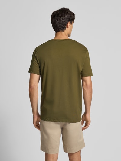 Gant Regular fit T-shirt met labelstitching en ronde hals Olijfgroen - 5