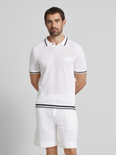 BOSS Green Poloshirt met ribboorden Wit - 4