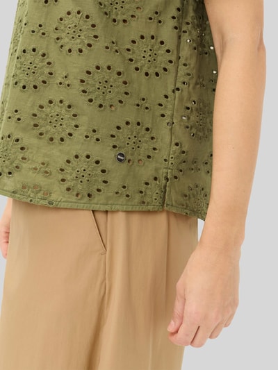 Brax Regular Fit Bluse aus reiner Baumwolle mit Lochstickerei Oliv 3