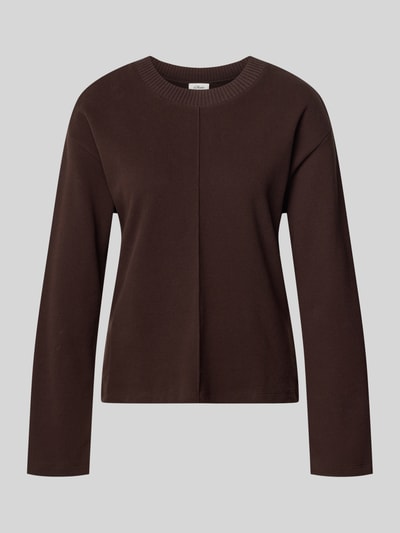 Produktfoto, Relaxed Fit Sweatshirt aus Baumwoll-Mix von s.Oliver RED LABEL in Dunkelbraun mit glatter Oberfläche vor grauem Hintergrund