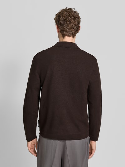 Marc O'Polo Regular Fit Strickjacke aus Schurwoll-Mix Dunkelbraun 5