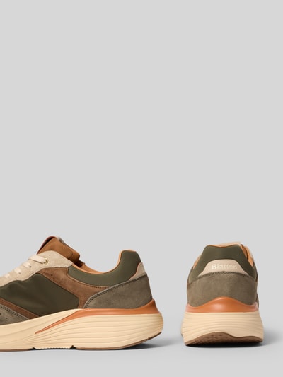 Produktfoto, Sneaker mit Label-Patch und -Prägung Modell 'LANDER02' von Blauer USA:, mehrfarbiges Design, abgerundeter Saum, Schnürverschluss, leicht profilierte Sohle, Absatzhöhe 7 cm, Schafthöhe 7 cm, Schaftweite 7 cm.