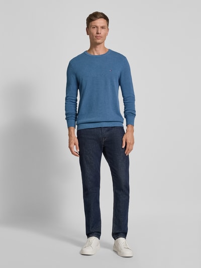 Tommy Hilfiger Regular fit gebreide pullover van zuiver katoen Petrol - 1