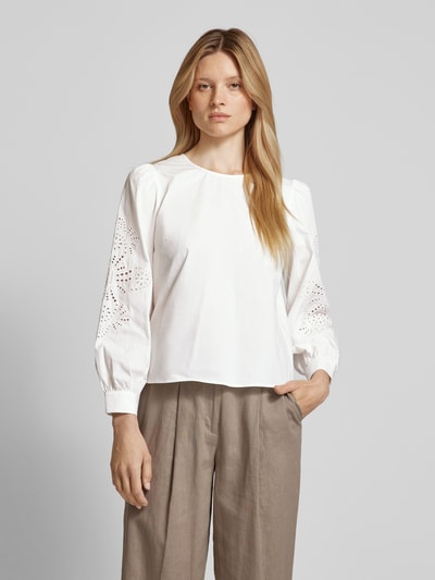 Oui Blouse met broderie anglaise Wit - 4