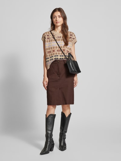 Weekend Max Mara Knielange rok met ceintuurlussen, model 'JOAN' Donkerbruin - 1