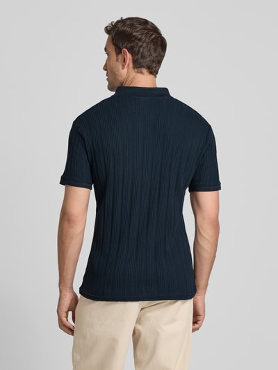 SELECTED HOMME Slim fit poloshirt met structuurmotief, model 'JADEN' Marineblauw - 5