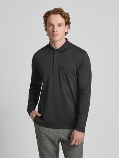 RAGMAN Regular fit poloshirt met borstzak Zwart - 4