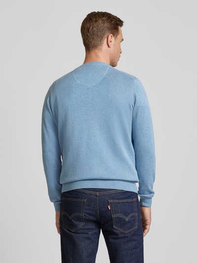 Fynch-Hatton Strickpullover mit Label-Stitching Hellblau 5