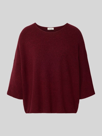 Produktfoto, Oversized Strickpullover mit Leinen-Anteil von American Vintage, dunkelrot, grob gerippt, Material-Mix, Rundhalsausschnitt