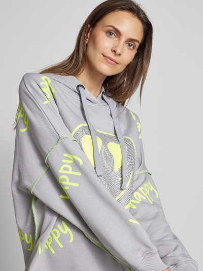 miss goodlife Hoodie met statementprint, model 'Happy Smile Face' Middengrijs - 3