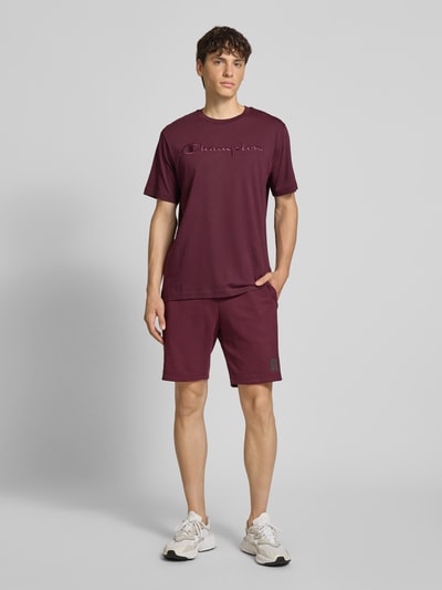 CHAMPION T-shirt met logostitchings en ronde hals Bordeaux - 1