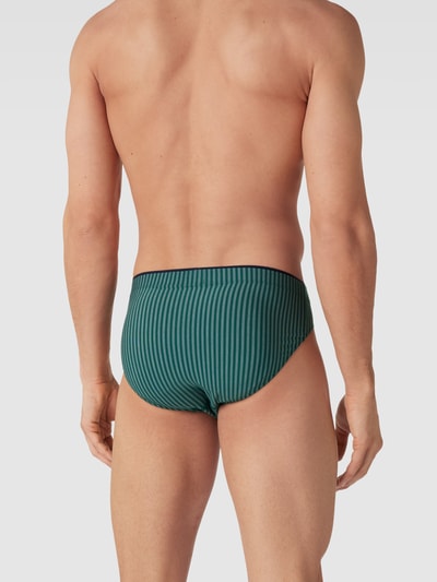 Schiesser Slip met streepmotief, model 'Supermini' Groen - 4