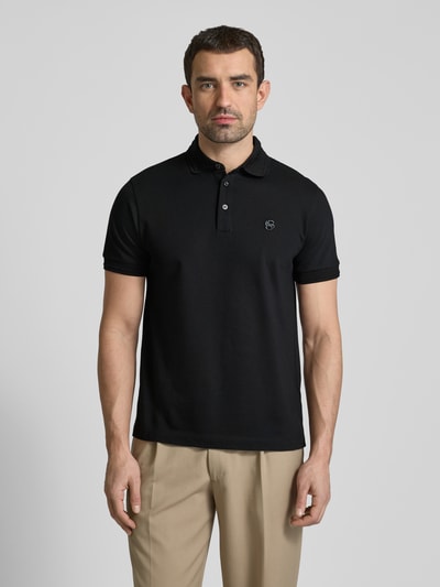 BOSS Regular fit poloshirt met logostitching, model 'Parris' Zwart - 4