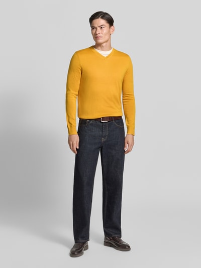 Christian Berg Men Strickpullover aus Woll-Mix mit V-Ausschnitt CORAL Melange 1