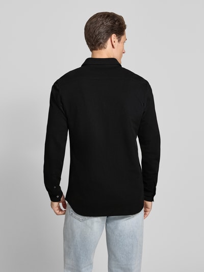 Lacoste Koszula casualowa o kroju slim fit z fakturą Czarny 5