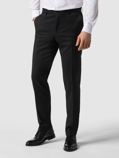 Carl Gross Straight fit pantalon van scheerwol, model 'STEVE' Zwart - 4