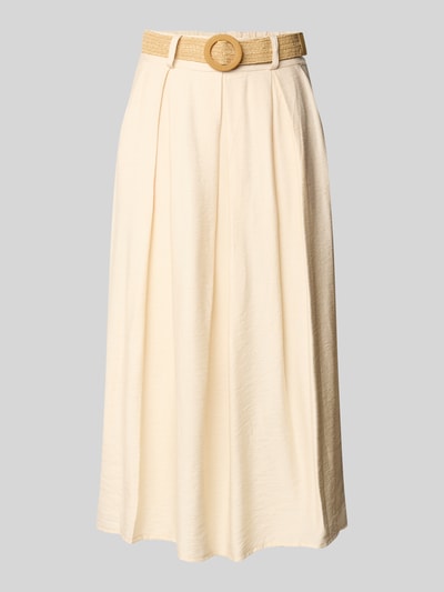 ZABAIONE Midirock mit gelegten Falten und Eingrifftaschen Beige 2