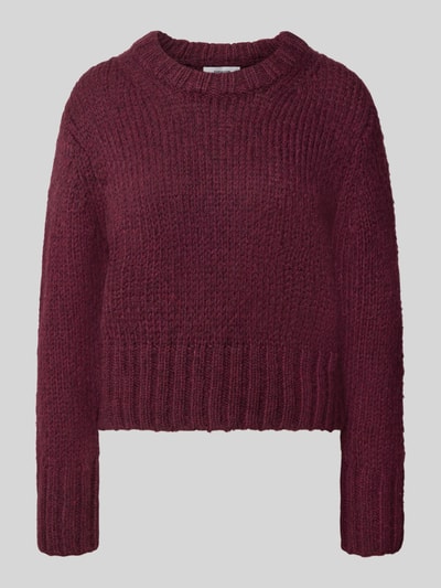 Produktfoto, Relaxed Fit Strickpullover mit Baumwoll-Anteil von Topshop, bordeauxrot, rundhals, gerippte Abschlüsse, langärmlig, Damen