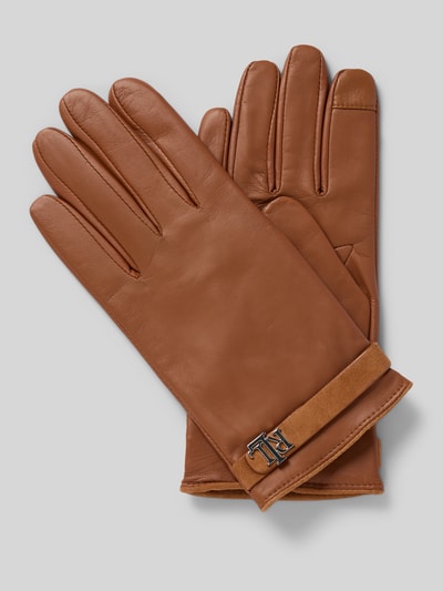 Lauren Ralph Lauren Handschuhe aus Schafsleder mit Logo-Applikation Taupe 1