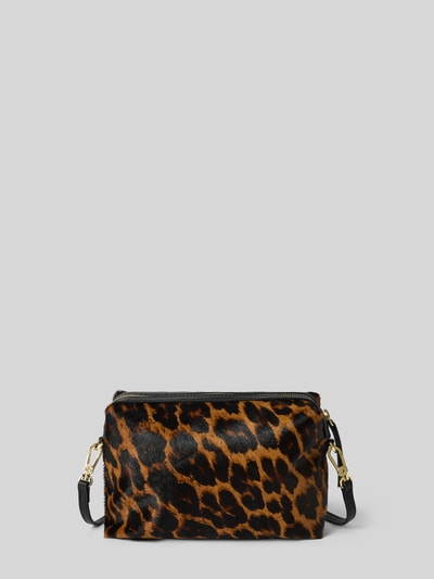 Produktfoto, make-uptasje Kosmetiktasche aus echtem Leder Modell 'KAIA' van Abro met luipaardprint, metallic Labelapplicatie, afneembare draagriem, hoofdvak met ritssluiting, binnenvak met rits, breedte 23 cm, lengte 15 cm, diepte 8 cm, bandlengte 130 cm