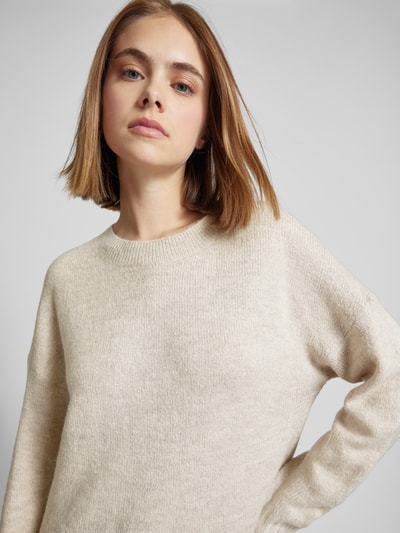 Only Pullover met ronde hals, model 'NANJING' Taupe gemêleerd - 3