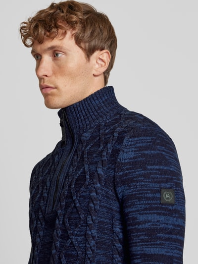 Lerros Gebreide pullover met ribboorden Donkerblauw - 3