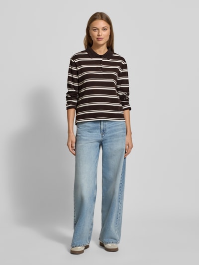 Mango Poloshirt mit Knopfleiste Modell 'AUSTIN' Dunkelbraun 1