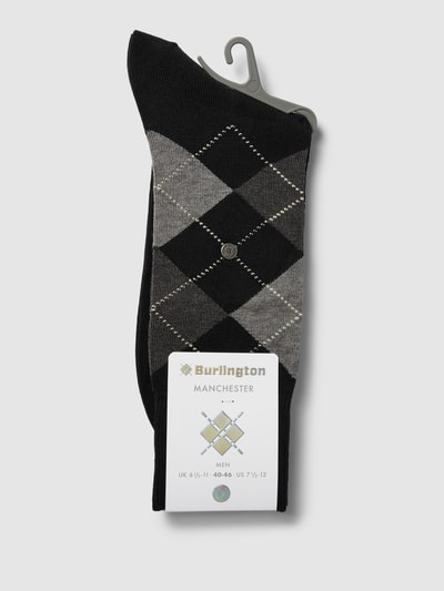 Burlington Socken mit Karomuster Modell 'MANCHESTER' Black 3