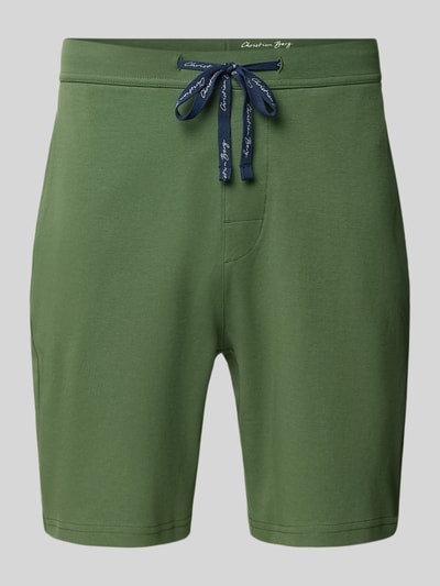 Christian Berg Men Regular fit sweatshorts met tunnelkoord Donkergroen - 2