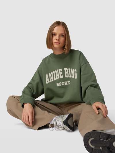 Anine Bing Sweatshirt mit Label-Stitching Khaki 3