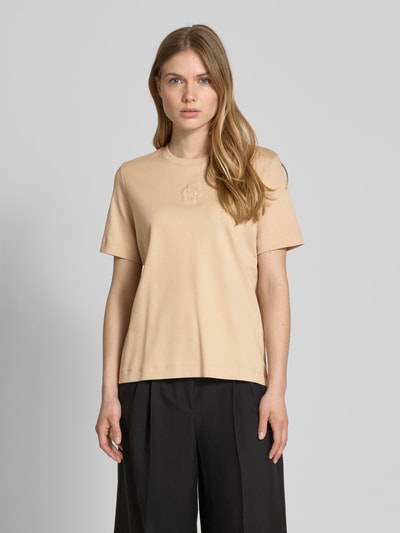 BOSS T-shirt met labelstitching, model 'ECOSA' Beige - 4