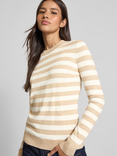 Christian Berg Woman Gebreide pullover met ronde hals Zand gemêleerd - 3