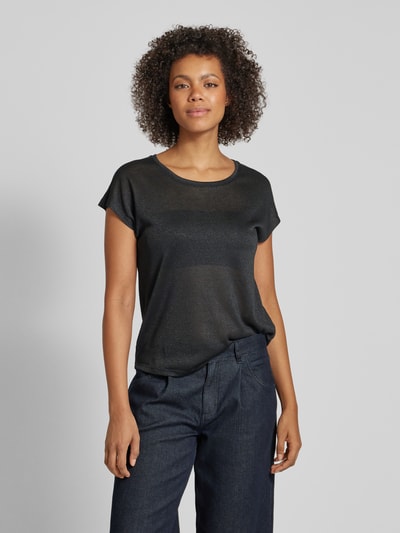 Vero Moda Loose fit top van viscosemix met effectgaren, model 'SARAH AVA' Zwart - 4