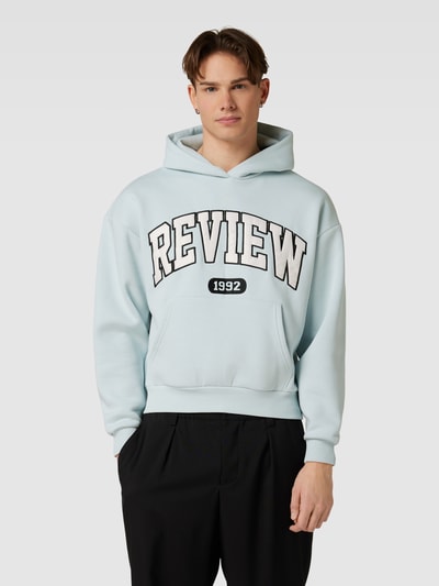 REVIEW Hoodie met labelstitching, model 'COLLEGE' Lichtblauw - 4