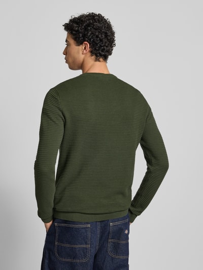 Jack & Jones Strickpullover mit Rundhalsausschnitt Modell 'OTTO' Dunkelgruen 5