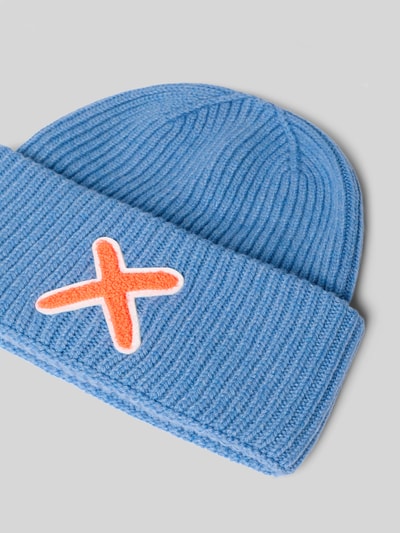 UNIO HAMBURG Mütze aus Schurwolle-Kaschmir-Mix mit Motiv-Stitching Hellblau 2