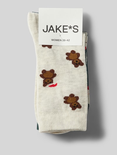 Jake*s Casual Socken mit Motiv-Stitching Bottle 3