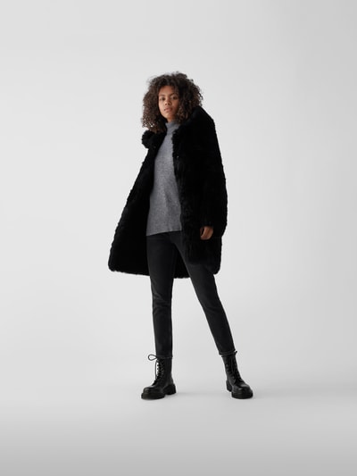 Meteo by Yves Salomon Lederjacke mit Fellbesatz  Schwarz 1