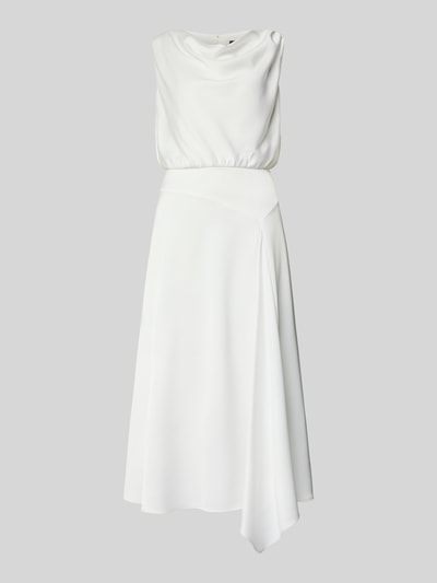 Productfoto, Cocktailkleid mit Wasserfall-Ausschnitt van Swing in wit, midi-lengte, getailleerde fit, vloeiende stof, maat 36 ruglengte 122 cm, borstwijdte 34 cm