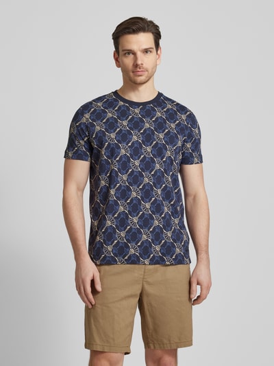 JOOP! Collection T-shirt met all-over motief, model 'Bartek' Marineblauw - 4