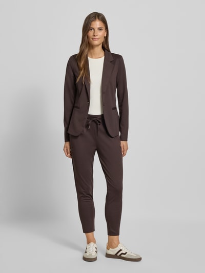 ICHI Slim fit blazer met paspelzakken, model 'KATE' Donkerbruin - 1