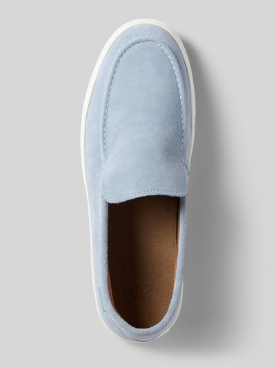 Produktfoto, Loafer aus echtem Leder mit Logo-Detail von PS Poelman in Hellblau, abgerundete Passform, profilierte Sohle, Absatzhöhe 3 cm, Schafthöhe 6 cm, Schaftweite 13 cm