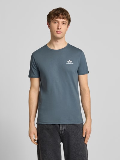 Alpha Industries T-shirt z detalami z logo Model 'BASIC' Jasnoniebieski 4